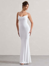 Partykleid mit Spaghettiträgern und offenem Rücken, sexy Meerjungfrau-Maxikleid